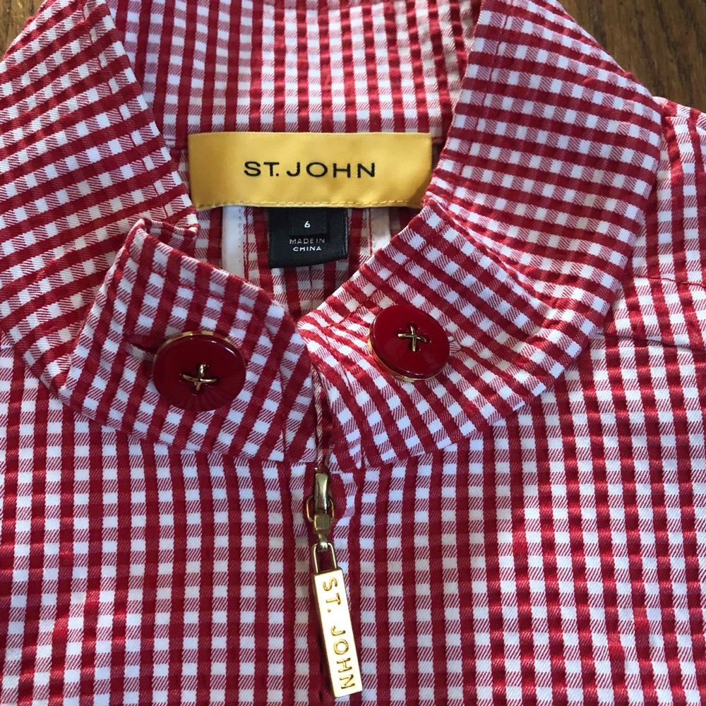 St. John Gingham Suit Jacket Size 6 - Picture 5 of 8